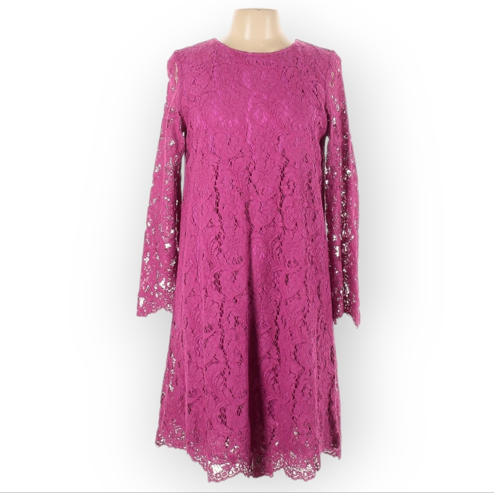 Adam Lippes Collective Womens 10 Long Sleeve Lace Trapeze Cocktail Dress